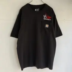 カーハート ポケットT ヴィンテージ 刺繍 デザイン carhartt 古着 黒