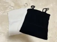 GRLリブ編みキャミソール ホワイト ブラック