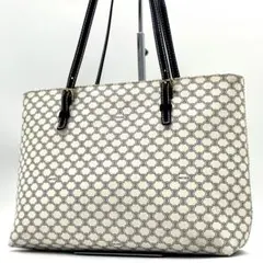 【美品】セリーヌ ショルダーバッグ 白マカダム 肩掛け PVC ゴールド金具