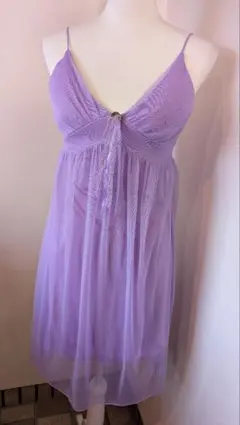 薄紫シースルーノースリーブミニワンピース