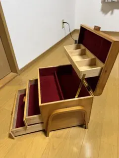 나무 바느질 상자 빨간색 인테리어