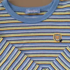 ファミリア　水色ボーダー　長袖Tシャツ110センチ