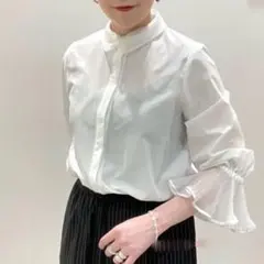 UNITEDARROWSオーガンジープリーツカフスブラウスallureville