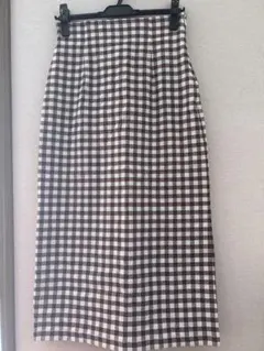 GU チェック柄 編込みタイトスカート