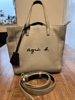 agnes b アニエスベー 2way ショルダーバッグ グレージュ