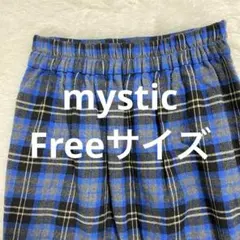 mystic 青と黒のチェック柄ミニスカート カジュアル ファッション