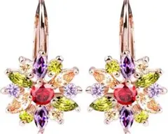 e135 フープピアス レディース 人気 3Aジルコニア フラワー