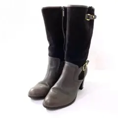美品✨リーガル スエード レザー 切り替え ロングブーツ 23.5 金具 黒系