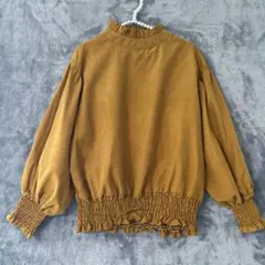 Radarista フリルネック バルーンスリーブシャツ　イエロー　シャーリング