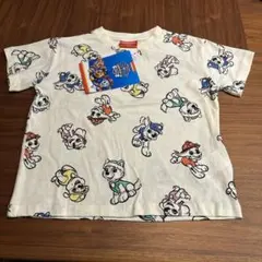 パウパトロール　半袖　総柄　オフホワイト　110 保育園　綿100% スカイ
