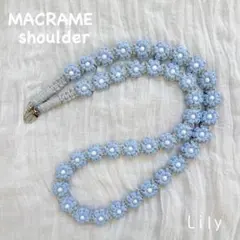 【Allビーズ】マクラメ　スマホショルダー　携帯ストラップ　ハンドメイド　お花