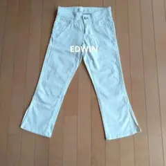 エドウィン　サムシング　白パンツ　クロップド丈　サイドスリット　ホワイト