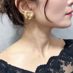 GIVENCHY ジバンシィ リボン イヤリング ラインストーン　ヴィンテージ