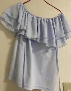 CECIL McBEE 水色オフショルダー半袖トップス