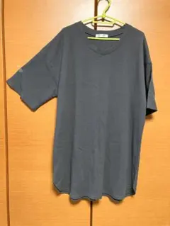 半袖 ロングシャツ 【4L】　黒 濃灰