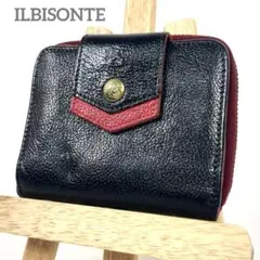 イルビゾンテ　激レア　二つ折り財布　ラウンドファスナー　バイカラー　ブラック