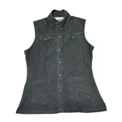薄手デニムベスト 黒 M