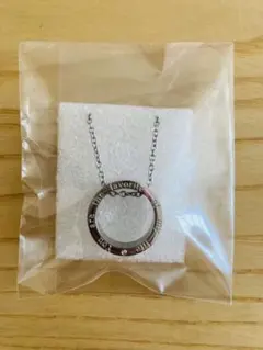 メッセージ刻印入り サークルネックレス リングネックレス　シルバーカラー