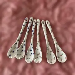 花柄陶器スプーン 6本セット 未使用品