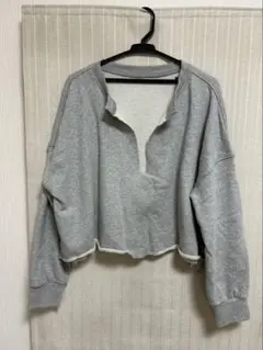 ever closet グレー クロップド スウェット ハーフジップ