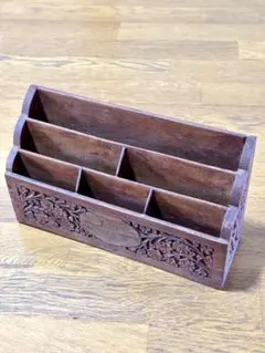 木製　インド木彫り　レターラック