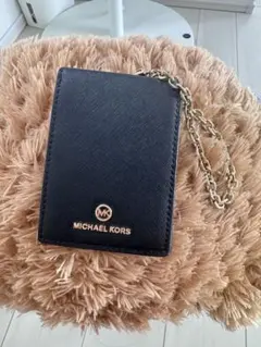 希少美品マイケルコース ミニウォレット カードケース ゴールドブラック 折り財布