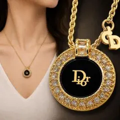 Dior CDロゴ ラインストーン ネックレス ゴールド 701