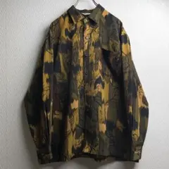 レトロ 古着 シャツ 柄シャツ ガラシャツ 総柄 デザインシャツ 長袖