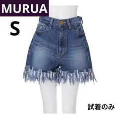 【数回着用】ロングフリンジ ＤＥＮＩＭ ショートパンツ（ブルー）MURUAのサムネイル