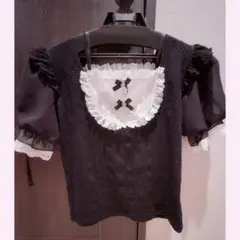 ノエミー NOEMIE お嬢さんバックレースアップチョーカーネックカットソー 黒