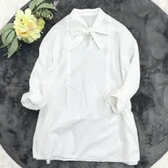 トゥモローランドコレクション 定価2万円 ボウタイブラウス ホワイト 日本製