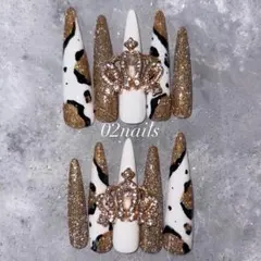 レオパードネイル フラッシュネイル ギャル 派手 ネイルチップ ロングネイル
