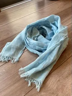 春夏 水色 薄手ストール ストール フリンジ付き
