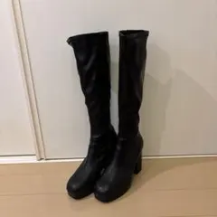 ブラックロングブーツ 高ヒール