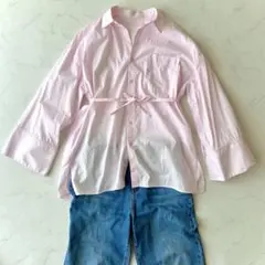 極美品 Demi-Luxe BEAMS AK+1 ワイドカフス シャツ ピンクのサムネイル