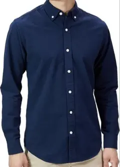 メンズ 長袖シャツ 綿100% 紺色 Mサイズ