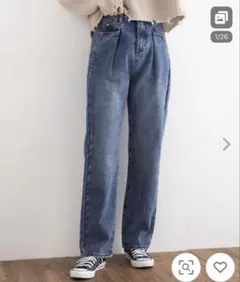 ジーンズ デニム デニムパンツ タックデニムパンツ レディース　xs