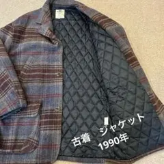 ウール混紡 グレー ボルドー チェックジャケット