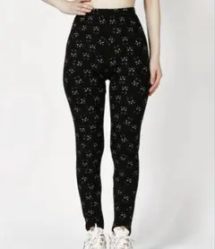 猫好きさん必見！ レギンス スパッツ 黒 猫柄 レディース ボトムス　2L