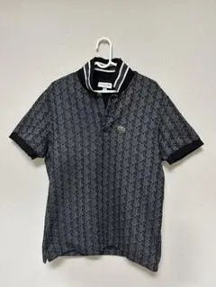 LACOSTE ポロシャツ 総柄 ブラック
