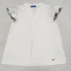 ブルーレーベル クレストブリッジ 38 白 トップス フリル チェック半袖 Tのサムネイル