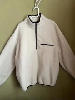 クリーム色 フリースジャケット ハーフジップ