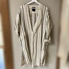 pas de calais リネン　ストライプ ノーカラージャケットのサムネイル