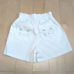 プティマイン　猫の顔刺繍ポケット付きショートパンツ 130