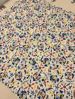 カラフルな魚と花の生地 100cm x 90cm