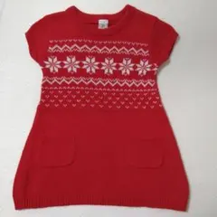 carter's ニットワンピース レッド 雪柄 2T