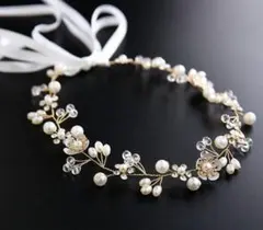 【新品】ヘッドドレス ヘアアクセサリー ホワイト フォーマル 発表会 結婚式 花