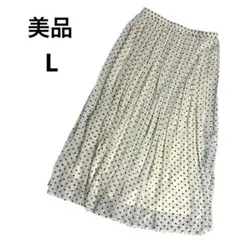 【美品】Dessin デッサン ドット柄 プリーツスカーL春夏ウエストゴムのサムネイル