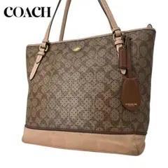 【良品】COACH コーチ シグネチャー パンチングレザー トートバッグ5195