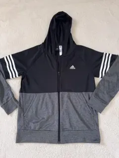 adidas フルジップ パーカー ブラック/グレー　新品未使用